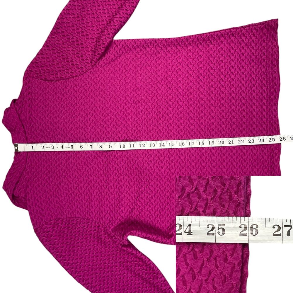 Lane Bryant Textured 3/4 Sleeve Collared Tunic Blouse Plus Size 14/16 Hot Pink - Picture 12 of 14